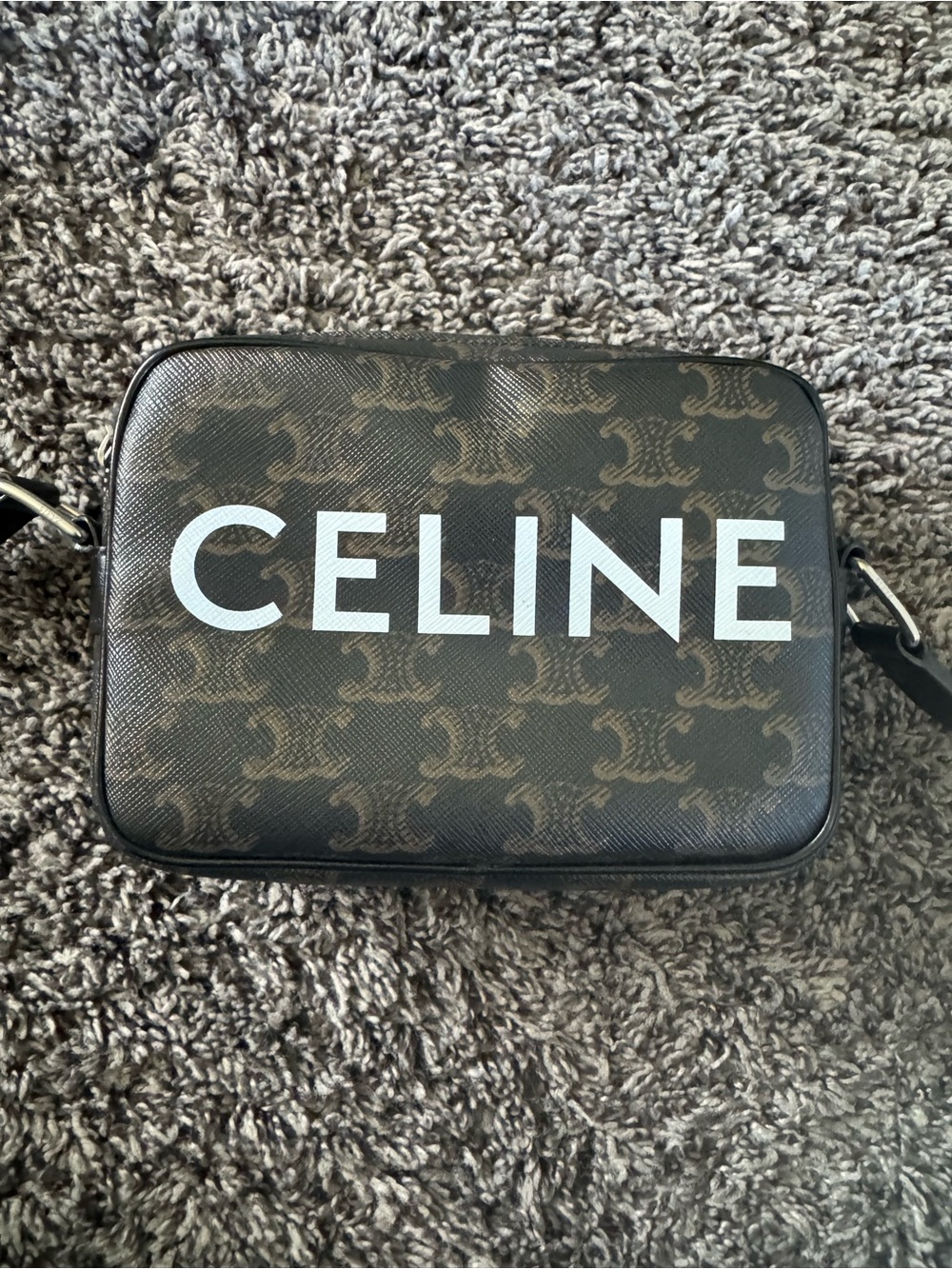 Celine Brown Monogram Crossbody with White Logo - Picture 1 of 9